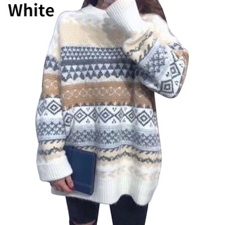 un tamaño retro japonés cuello redondo jersey suéter de las mujeres otoño/invierno coreano perezoso estilo suelto de manga larga de punto superior (4)