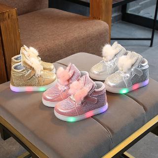 Primavera 2019 nuevos zapatos de los niños luces LED con luz emisora zapatos niñas zapatos diamante colorido de dibujos animados zapatos de bebé (1)