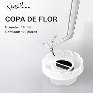 NATUHANA 50 piezas desechables Blossom Cup Pegamento Soporte de plástico de floración rápida para extensión de pestañas