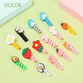 DOLOR Silicone Cable Bite USB Charging Cable Cover Data Line Protector Tube Cable Protective Case Cartoon Soft Winder Cover Wire Cord Protectors