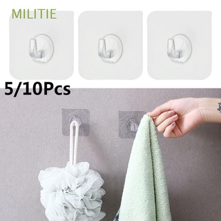 MILITIE 5/10pcs Useful Seamless Adhesive Hook Strong Sticky Wall Rack Traceless Hooks Home Living Universal Bathroom Household Kitchen Holder Storage Hanger