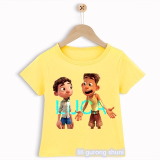 2021 Disney Luca T Shrit de dibujos animados de impresión de verano Anime ropa Kawaii niños camiseta ropa de niños ropa de niños Harajuku camiseta de manga corta Top (5)