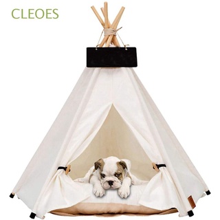 Cleoes - cama lavable para perro, gato, cachorro, animales, tienda de campaña portátil con cojín de lona al aire libre, Teepee, interior, casas de mascotas