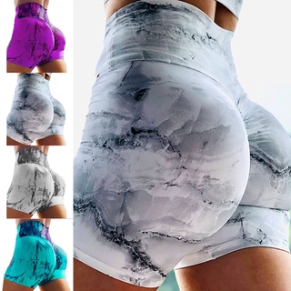 feirulit yoga pantalones de cintura alta transpirable mezcla de algodón mujeres tie dye deporte pantalones cortos para deporte