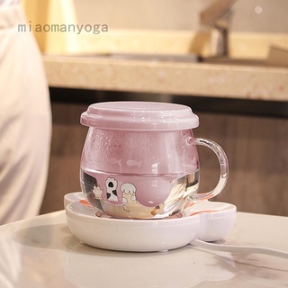 Miaomanyoga taza de café Sakura doble pared vidrio taza de gato garra taza resistente al calor creativo taza de leche té whisky taza