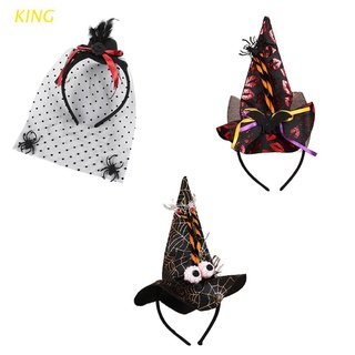 KING Creative Spider Web Witch Headband Halloween Pumpkin Party Witch Hat Decoration