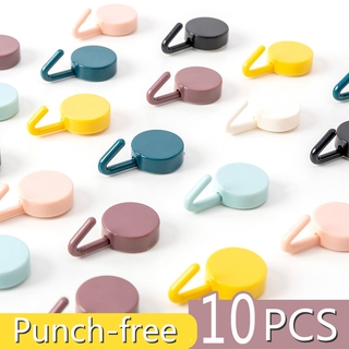 10 paquetes de ganchos de plástico pegables fuerte viscosa percha cocina baño libre punch abertura gancho