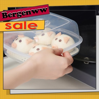 【SALE】Non-stick PP Buns Steamer with Lid Hexagon Steaming Hole Microwave Steamer Kitchen Tool