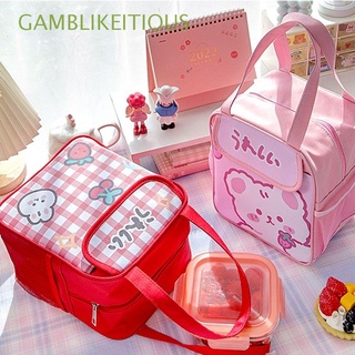GAMBLIKEITIOUS Portable Tote Food Bags Cute Lunch Storage Bag Student Lunch Box Waterproof Kawaii Bear Insulated Picnic Dinner Container/Multicolor