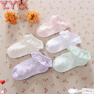 LY lindo bebé tobillo calcetines de encaje de punto medias elásticas antideslizantes niños niñas algodón/Multicolor