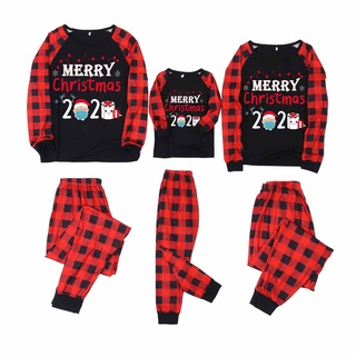 2020 cuarentena navidad pijamas conjunto de manga larga navidad familia coincidencia pijamas conjunto para la familia (4)