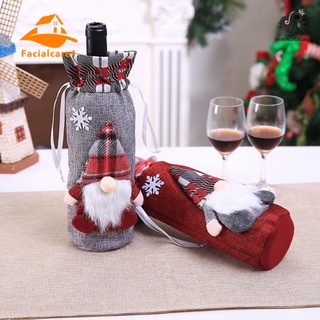 Cubierta de botella de vino de navidad bolsa de decoración de mesa titular de navidad año nuevo fiesta cena decoración
