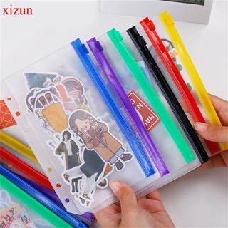 XIZUN A6 PVC 6 Holes Binder Pockets Loose Leaf Bags Transparent Zipper Bags Zipper Folders Notebook Filing Bag Card Pouch