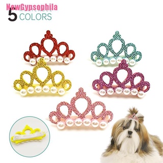 [Newgypsophila] pequeños perros/gatos de imitación perla en forma de corona arcos accesorios para el cabello mascotas Clips de pelo