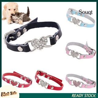 SQGT Collar ajustable con pedrería de corazón con pedrería para mascotas/perros/gatos/Collar con hebilla para el cuello (1)