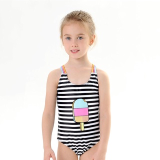 Los niños camisola rayas impresión niña traje de baño conjunto traje de baño/bebés Ourfairy88.Br