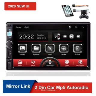 2020 nuevo Autoradio 7" pantalla táctil 2 Din coche Radio Dash Mp5 Bluetooth Usb Fm Am Radio reproductor Multimedia cámara de visión trasera
