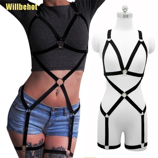 [Willbehot] negro todo el cuerpo nuevo mujeres arnés cuerpo sujetador jaula Top lencería tamaño ajustable [caliente] (1)