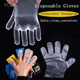 Yolo guantes de plástico vegetal/guantes desechables para alimentos/frutas/embalaje independiente/restaurante/cocina Transperent/50 pares/Set de guantes de protección de alimentos