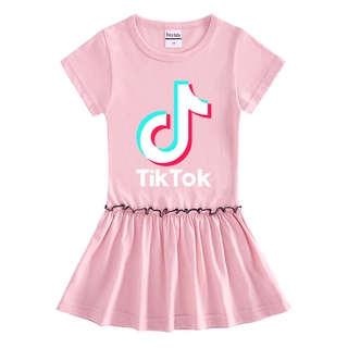 Tiktok vestido de verano nuevo vestido de niña, algodón puro manga corta tiktok, vestido de princesa