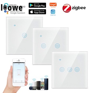 loowe 1/2/3/4 gang Zigbee Smart Touch Switch Home Wall Button for Alexa and Google Home Assistant EU Standard Smart Life APP 3c