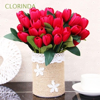 clorinda jardín de flores artificiales simulación de tulipán ramo de flores de boda diy real touch hogar 9 cabeza arreglo falso flor/multicolor
