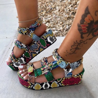 [QSDALEN] sandalias de plataforma Multicolor de piel de serpiente Multicolor para mujer zapatos de dedo del pie abierto (1)