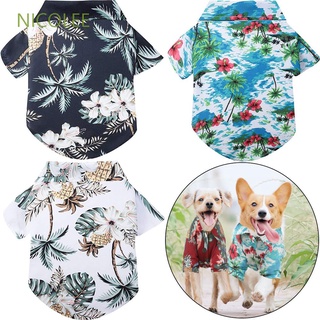 NICOLEE 1Pcs Camisetas Medianas Para Mascotas , Perros Pequeños , Ropa De Perro Verano , Hawaiana , Playa , Árbol De Coco , Estilo Hawaiano Multicolor