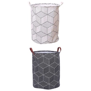 Foldable Laundry Basket Hamper Sundries Storage Bathroom Bin (White+Black)