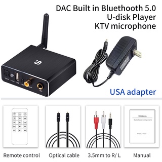 receptor inalámbrico bluetooth 5.0 audio dac convertidor reproductor micrófono óptico coaxial a rca aux adaptador de música-us plug (8)