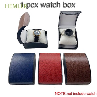 hemler caja de reloj de pulsera de alta calidad de lujo pulsera de exhibición caso arco almacenamiento litchi patrón moda plástico flip joyero/multicolor
