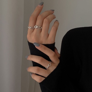 mujer moda plata simple anillo de dos piezas anillo abierto femenino todo-partido joyería
