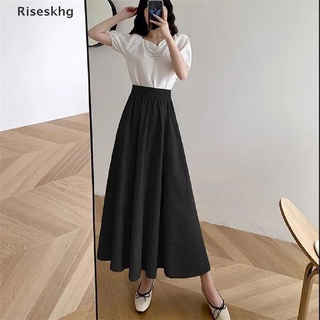 Riseskhg Women Long Skirt Muslimah Skirt Plus Size High Waist Simple Solid Color Skirt *Hot Sale (3)