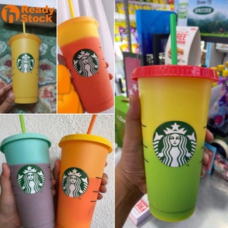 Ready Starbucks Vaso Cambiante De Color Confeti Reutilizable De Plástico Fría Taza De Purpurina Tazas Glittery beautyy3 . cl