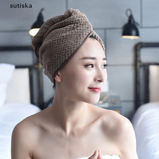 sutiska microfibra secado rápido toalla de baño cabello seco gorro de ducha suave cabeza envoltura turbante sombrero cl