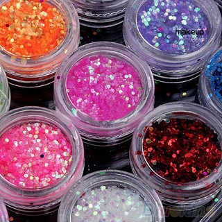 Mk- juego de 12 colores de Gel UV acrílico DIY Glitter decoración de uñas arte lentejuelas polvo
