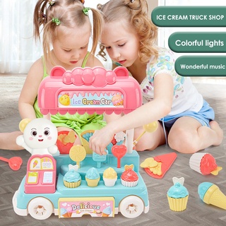 hfz niños simulación luz música eléctrica caramelo helado coche pretender juego de juguete