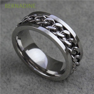 bernadine titanio anillo de dedo glamor de acero inoxidable anillo de cadena de regalo de boda giratorio de la moda de la joyería clásica de las mujeres y los hombres