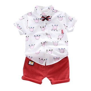 conjunto de ropa para niños/camiseta estampada de corbata de mariposa/shorts/camiseta para niños (2)