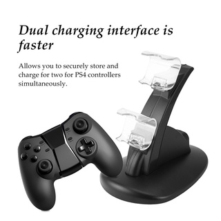 LED Dual USB Charger Docking Station Playstation For PS4 Gamepad Joystick