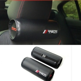 2 piezas TRD de fibra de carbono con bordado para asiento de coche, reposacabezas, almohada