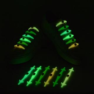 Luminoso Lazy sin lazo elástico de silicona cordones de zapatos atlético correr deporte brillan en cordones oscuros zapatos cuerdas