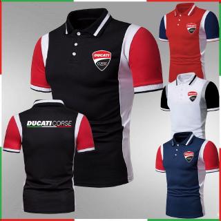 Alta calidad nueva moda hombres camisetas costura Color adolescente solapa camisas Ducati Corse Moto Gp Racing