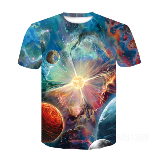 niños niños y niñas impresión 3d verano galaxy universo cielo estrellado camiseta fresca manga corta cómodo top