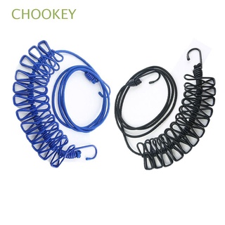CHOOKEY Colorful 12 Spring Clips Travel Drying Rack Elastic Clothesline Portable New Rope Camp Hanger (1)