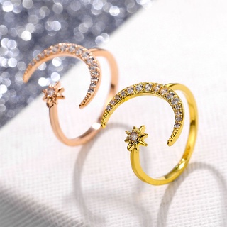 estrella luna apertura de aleación ajustable moda exquisito anillo simple