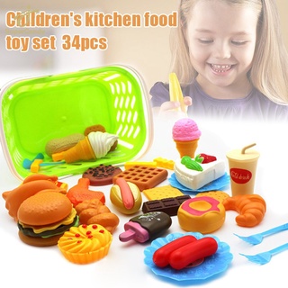 34 Piezas Divertido Juego De Alimentos Para Niños Cocina Juguete Lot Play House