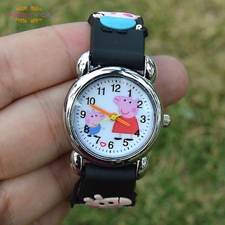 3d de dibujos animados encantadores niños niñas niños niños estudiantes anime pepa pig reloj de moda casual hermoso reloj de pulsera de cuarzo