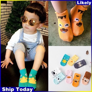Ly 1 par de calcetines para niños lindos de dibujos animados impresos bebé antideslizante calcetines para 0-4 años