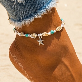 Nueva concha cuentas de estrella de mar tobilleras para las mujeres playa tobillera pulsera hecha a mano bohemio pie cadena Boho joyería sandalias regalo